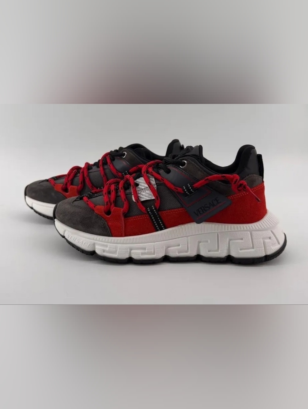 Versace Trigreca Red, Black & White Sneakers Sz 46 (13 US)